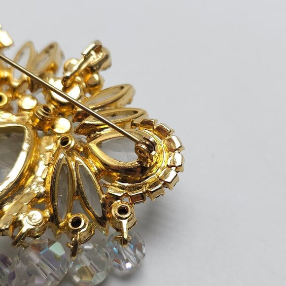 Verified Juliana D&E Aurora Borealis Crystal Gold Tone Brooch Pin Enhancer - Picture 6 of 8
